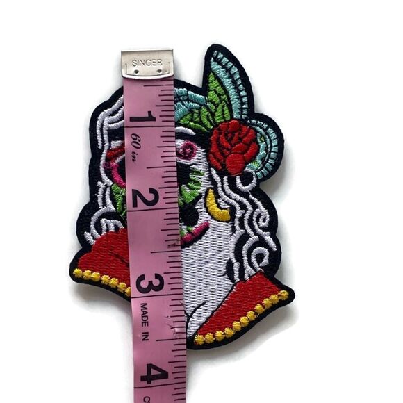 Sugar Skull Girl Small Embroidered Patch - Picture 3 of 4